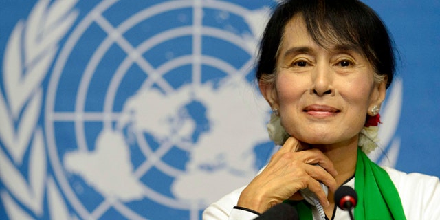June 14, 2012: Myanmar opposition leader Aung San Suu Kyi attends a news conference during the annual meeting of the International Labour Organization (ILO) in Geneva, Switzerland.