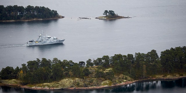 Oct. 19 2014: Swedish Navy minesweeper HMS Koster patrols in the Stockholm Archipelago, Sweden