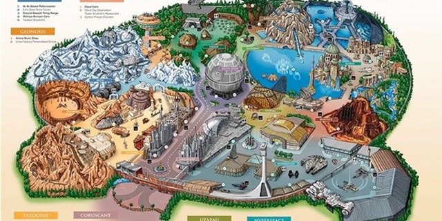 An artist’s rendering of the promised theme park might look like this, complete with various "lands" ripped from our favorite “Star Wars” movies.
