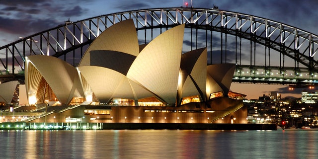 Night Sydney Opera House with Harbour Bridge
