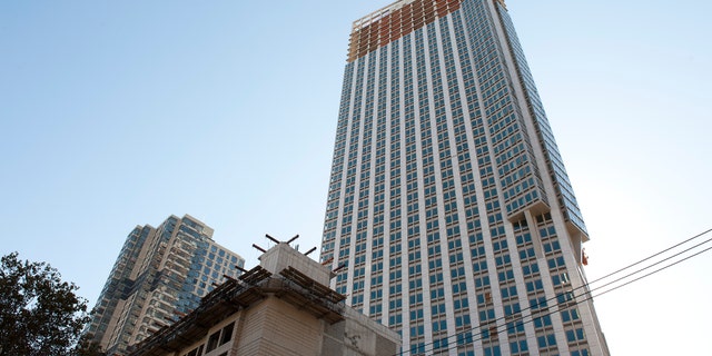 Nov. 3, 2014: This photo shows a construction site in Jersey City, N.J., where a man delivering sheet rock at the site was killed when a tape measure fell 50 stories and struck him in the head. (AP/The Jersey Journal, Reena Rose Sibayan)