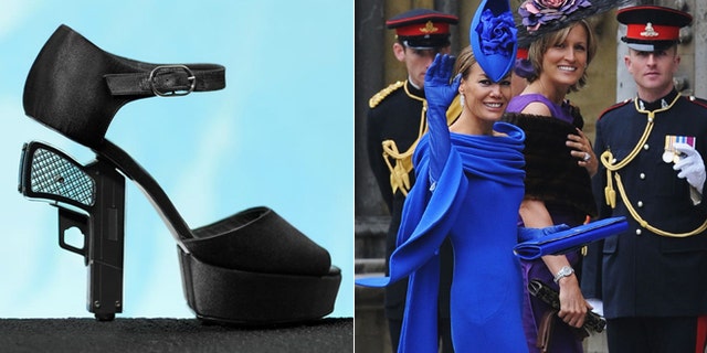 Chanel shoes, left. Tara Palmer Tomkinson attends the wedding of Britain's Prince William and Kate Middleton, in central London April 29, 2011.