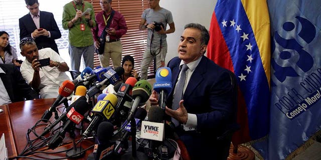 Venezuela's ombudsman Tarek William Saab during a news conference in Caracas, April 3, 2017.