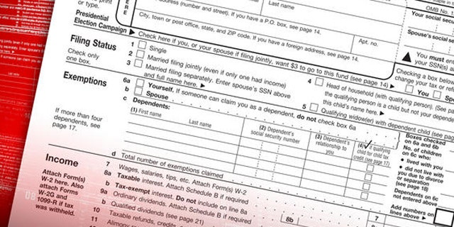 A 1040 IRS income tax form.