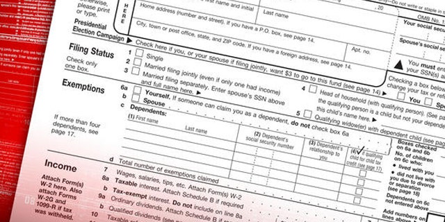 A 1040 IRS income tax form.