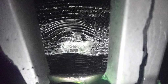 Damage was done to the vehicle’s grill, radiator and inside the engine block.