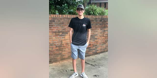 Andrew Kirby poses for a picture as he begins his junior year at Boiling Springs High School in South Carolina.