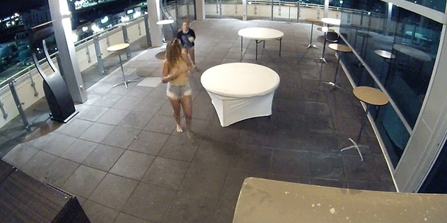 Two of the three teens were caught on video running away after hanging out on the restaurant roof.
