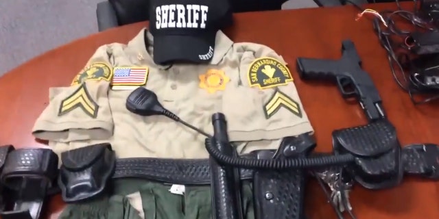 Items authorities found belonging to a 14-year-old who impersonated a police officer in Southern California.
