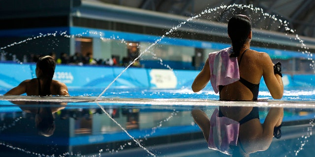 Aug. 25, 2014: Athletes participate in a training session at the 2014 Nanjing Youth Olympic Games in Nanjing, Jiangsu province.