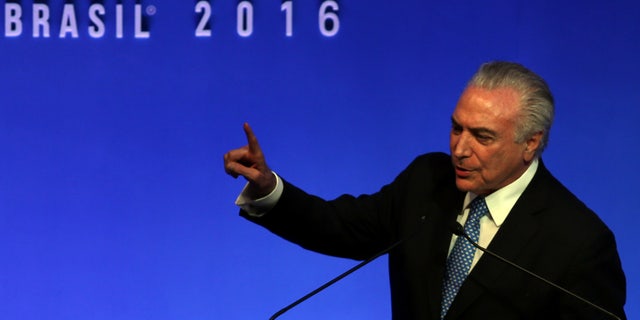Brazil's President Michel Temer at a meeting with businessmen in Sao Paulo, Brazil, Dec. 12, 2016.