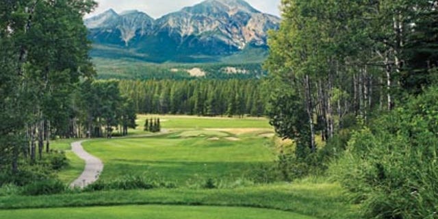 The Fairmont Jasper Park Golf Club #9 View from the tee Jasper Park, Alberta Canada