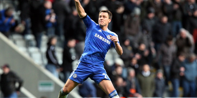 Dec. 3, 2011: Chelsea's captain John Terry celebrates his team's victory over Newcastle United at the end of their English Premier League soccer match at the Sports Direct Arena, Newcastle, England.