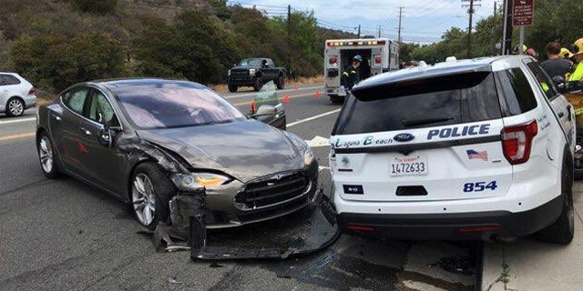 No officers were in the cruiser during the crash Tuesday in Laguna Beach.