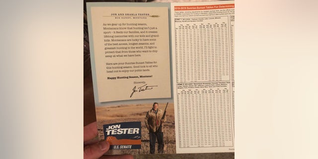 “As we gear up for hunting season, Montanans know that hunting isn’t just a sport – it feeds our families, and it creates lifelong memories with our kids and grandkids,” Tester says in the campaign flier.