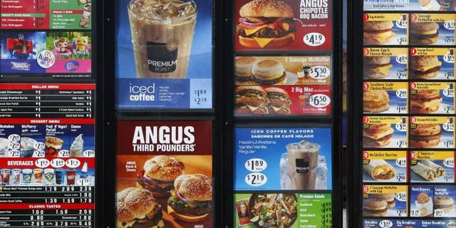 A McDonald's drive-thru menu.