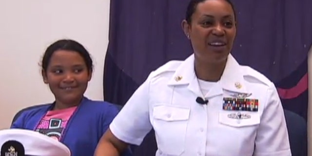 Navy Chief Petty Officer Marqueta Grant surprised her third grade daughter at her elementary school in Texas.