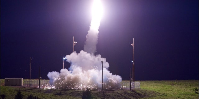 A THAAD interceptor is launched from the Pacific Spaceport Complex in Kodiak, Alaska, on July 11, 2017.