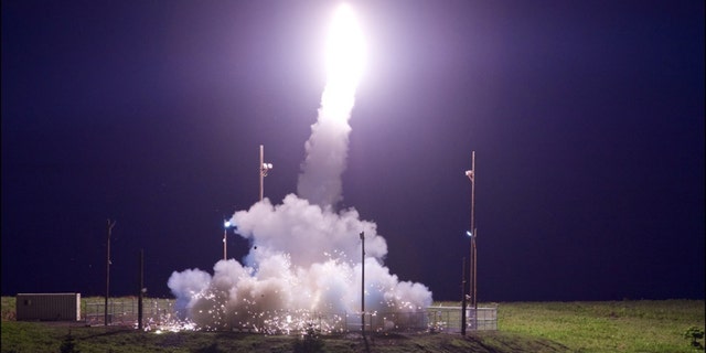 A THAAD interceptor is launched from the Pacific Spaceport Complex in Kodiak, Alaska, on July 11, 2017.