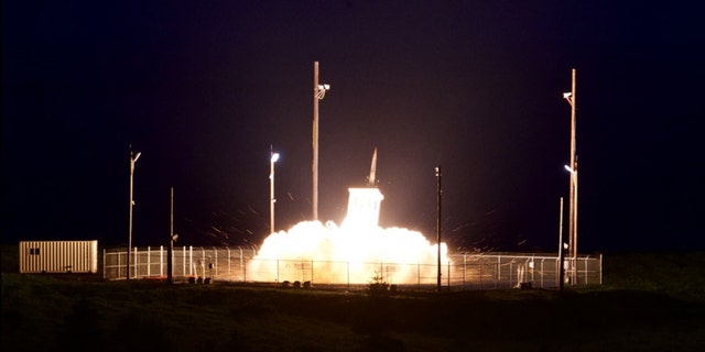 A THAAD interceptor is launched from the Pacific Spaceport Complex in Kodiak, Alaska, on July 11, 2017.