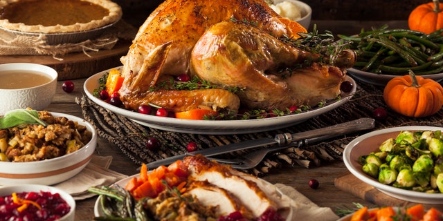 Homemade Roasted Thanksgiving Day Turkey with all the Sides