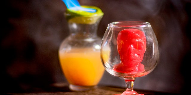 The Sacrifice served in a skull glass.