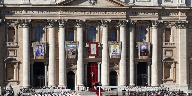 Pope Francis leads a Mass in St. Peter's Square, Vatican City, Oct. 15, 2017.