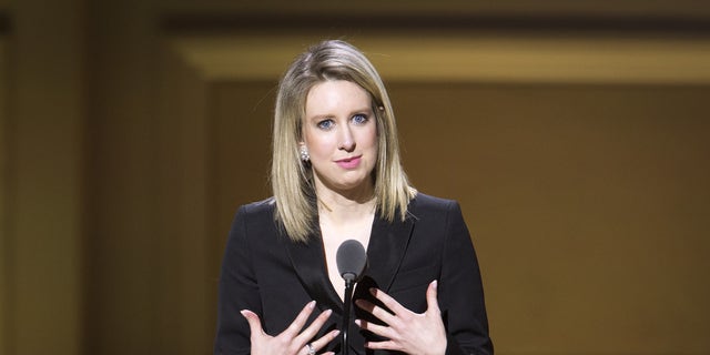 Therano's CEO Elizabeth Holmes speaks on stage at the Glamor Women of the Year Awards, where she will receive an award, in the Manhattan borough of New York on November 9, 2015.