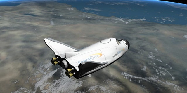 An artist's interpretation of the Dream Chaser vehicle after spacecraft separation -- a potential "space taxis" under development by Sierra Nevada Corp..