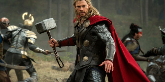 This publicity photo released by Walt Disney Studios and Marvel shows Chris Hemsworth in a scene from "Thor: The Dark World."