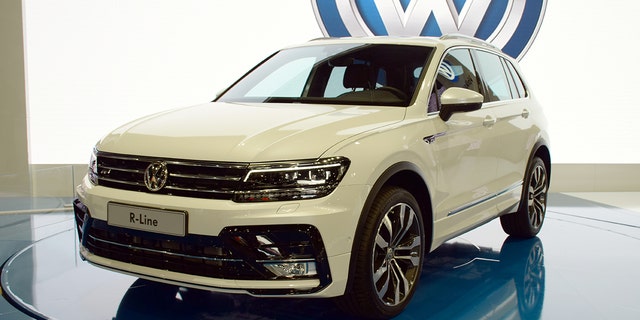 Poznan, Poland - March 31th, 2016: The presentation of Volkswagen Tiguan on the motor show. The second generation of Tiguan was debut in 2015. This model is the most popular SUV from Volkswagen in Europe.