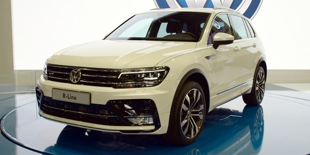 Poznan, Poland - March 31th, 2016: The presentation of Volkswagen Tiguan on the motor show. The second generation of Tiguan was debut in 2015. This model is the most popular SUV from Volkswagen in Europe.