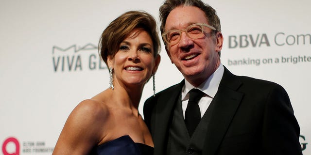 Actors Tim Allen and Jane Hajduk pose for photographers at the 2017 Elton John AIDS Foundation Academy Awards Viewing Party in Los Angeles, California, U.S., February 26, 2017. REUTERS/Brian Snyder - RTS10HVI