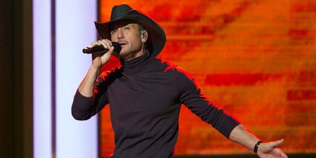 November 18, 2014. Singer Tim McGraw performs during the taping of
 "A Very GRAMMY Christmas" at the Shrine Auditorium in Los Angeles.