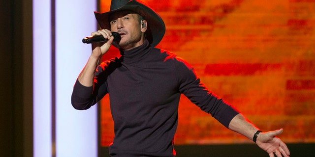 November 18, 2014. Singer Tim McGraw performs during the taping of
"A Very GRAMMY Christmas" at the Shrine Auditorium in Los Angeles.