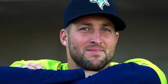 April 7, 2017: Columbia Fireflies outfielder Tim Tebow (15) looks out of the dugout prior to the game against the Augusta GreenJackets at Spirit Communications Park.