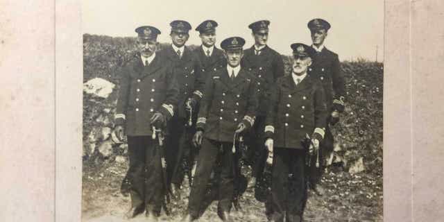 A picture of the men who ate the first meal on board the Titanic.