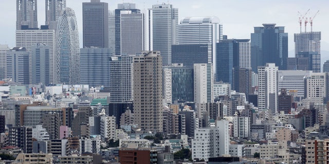 Commercial and residential buildings are pictured in Tokyo, Japan.