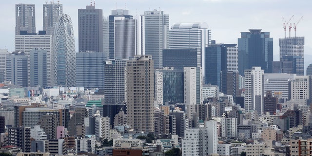 Commercial and residential buildings are pictured in Tokyo, Japan.