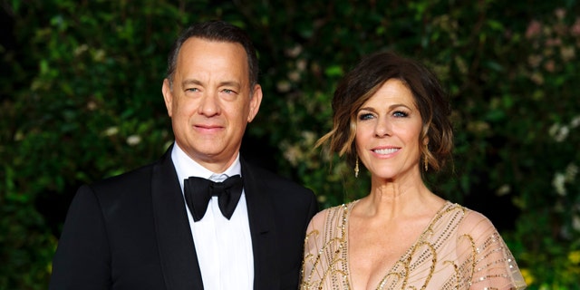 Feb. 16, 2014. Tom Hanks and Rita Wilson arrive for the British Academy Film Awards 2014 After Party at the Grosvenor Hotel, in central London.