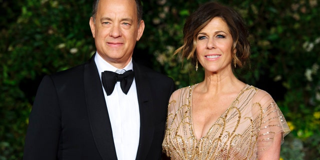 Feb. 16, 2014. Tom Hanks and Rita Wilson arrive for the British Academy Film Awards 2014 After Party at the Grosvenor Hotel, in central London.