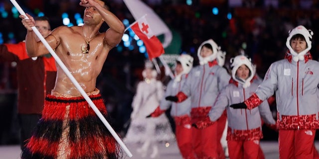 Pita Taufatofua is at the Winter Olympic Games for cross-country skiing.