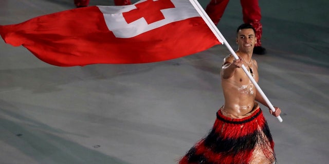 Pita Taufatofua of Tonga made another shirtless appearance for the Olympic Games.