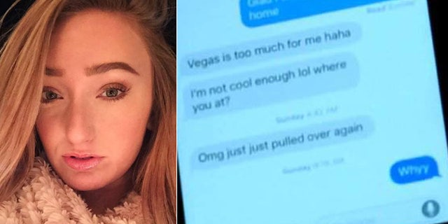 A friend said Toni Anderson texted about getting pulled over.