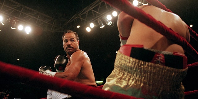 20 Aug 1999: Tony Ayala Jr. connects with a left hook during the fight against Manuel Esparaza at the Freeman Coliseum in San Antonio, Texas. Tony Ayala Jr. wins by a Technical Knock Out in the third Round. Mandatory Credit: Ronald Martinez /Allsport