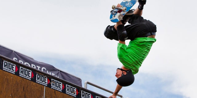 File photo - Legendary skateboarder Tony Hawk performs during the "Tony Hawk Tour" in Toronto, July 18, 2013. (REUTERS/Mark Blinch)