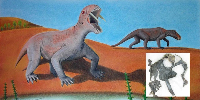 dinosaur with saber teeth