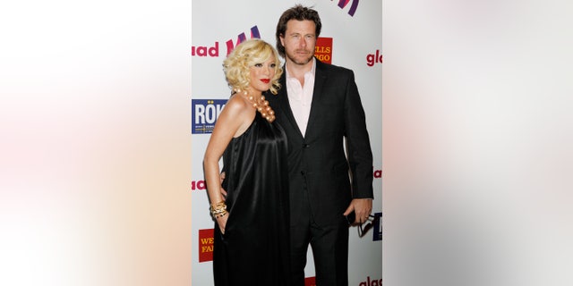 April 10, 2011. Tori Spelling and husband Dean McDermott arrive at the 22nd annual Gay and Lesbian Alliance Against Defamation (GLAAD) Media Awards in Los Angeles, California.