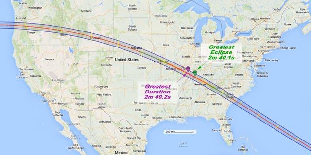 Path of the total solar eclipse of Aug. 21, 2017.