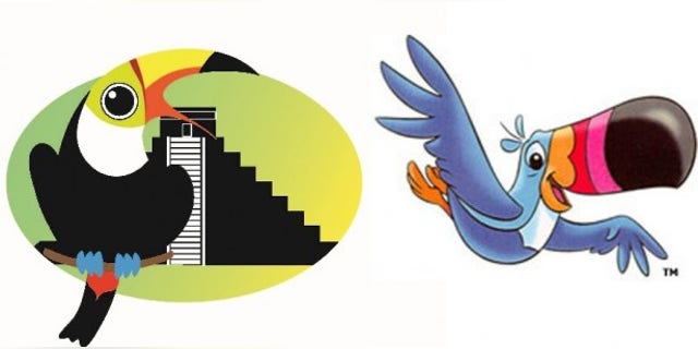 The Maya Archaeology Initiative's logo and Toucan Sam from Froot Loops.